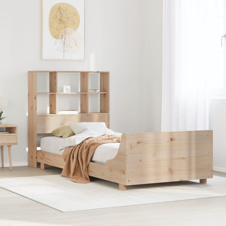 Estructura de cama sin colchón madera maciza de pino 100x200