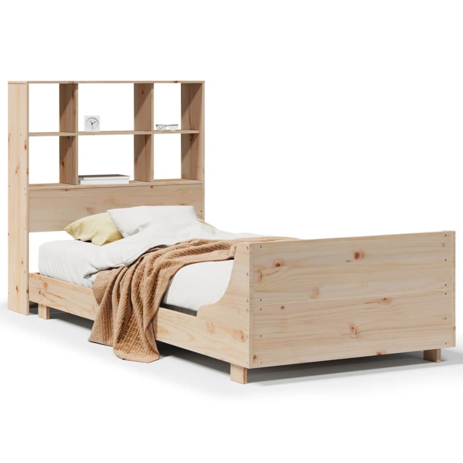 Estructura de cama sin colchón madera maciza de pino 100x200
