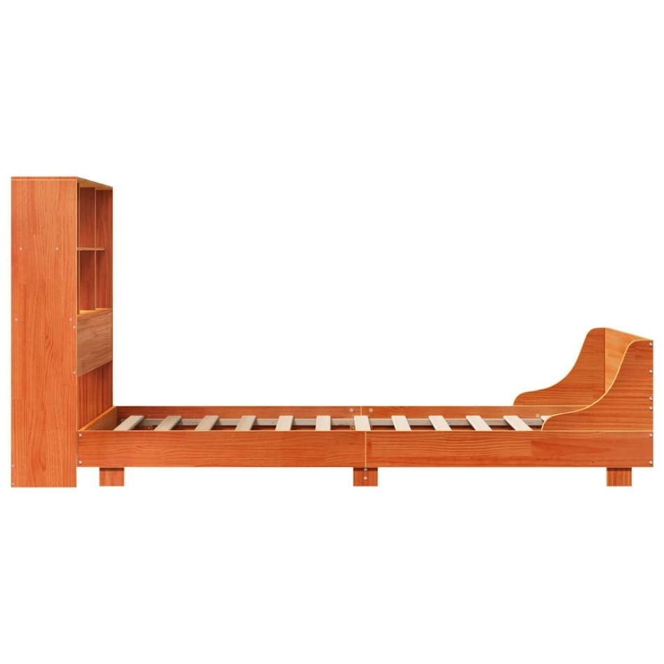 Cama sin colchón madera maciza de pino marrón cera 100x200