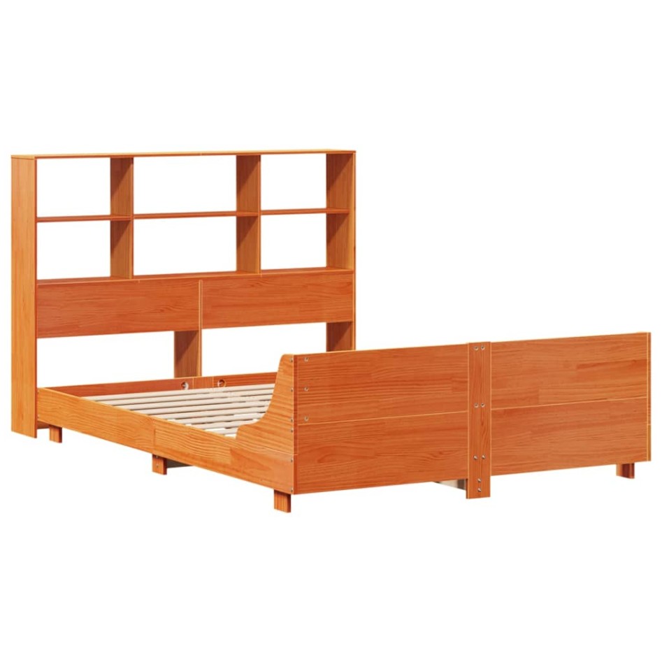Estructura de cama sin colchón madera maciza marrón 135x190
