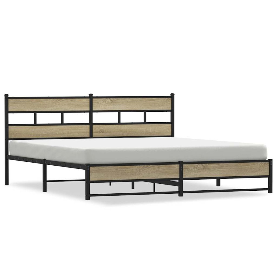 Estructura de cama sin colchón metal roble Sonoma 180x200