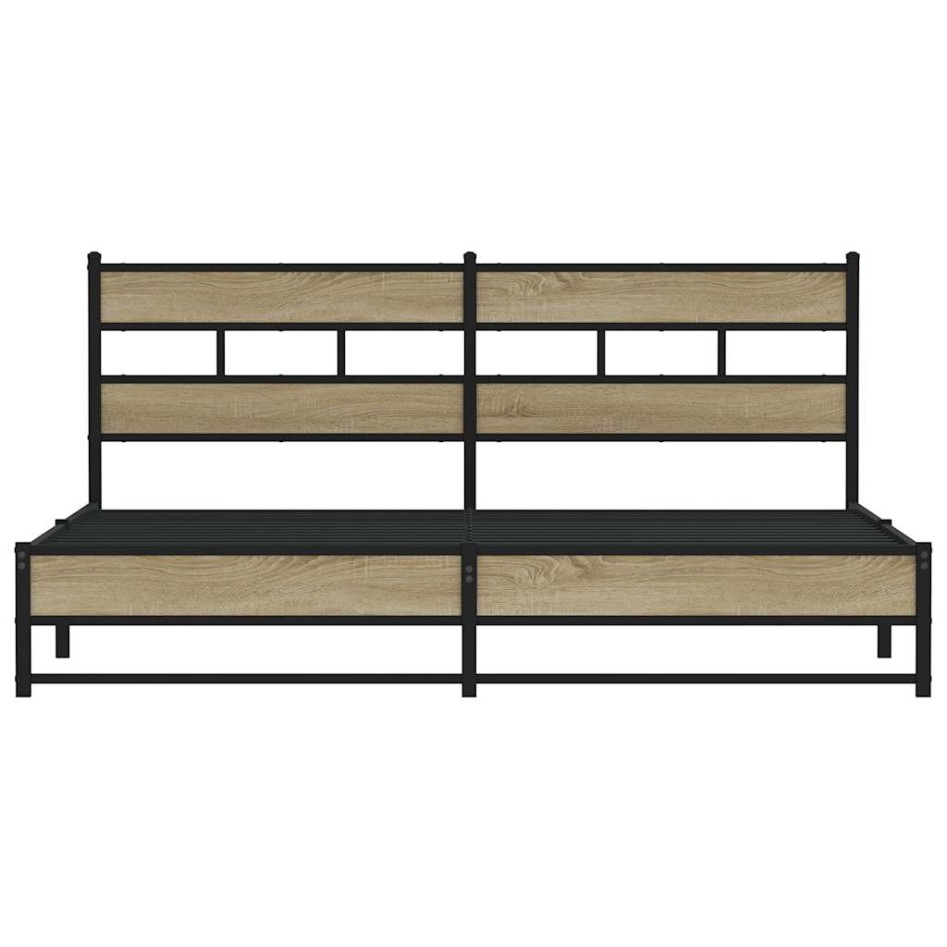Estructura de cama sin colchón metal roble Sonoma 180x200