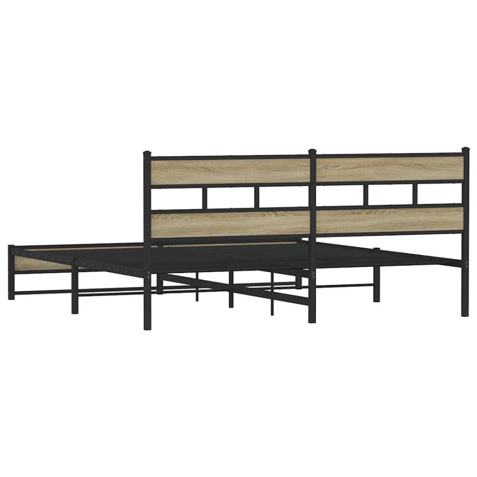 Estructura de cama sin colchón metal roble Sonoma 180x200