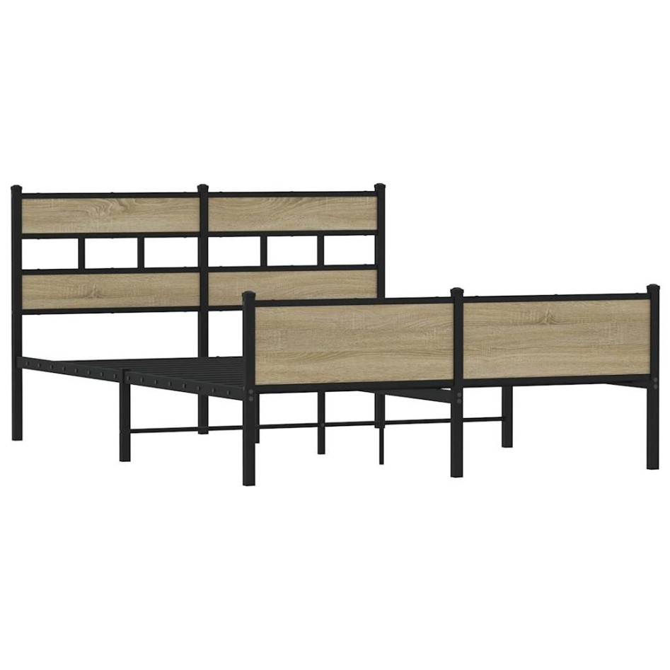 Estructura de cama sin colchón metal roble Sonoma 160x200