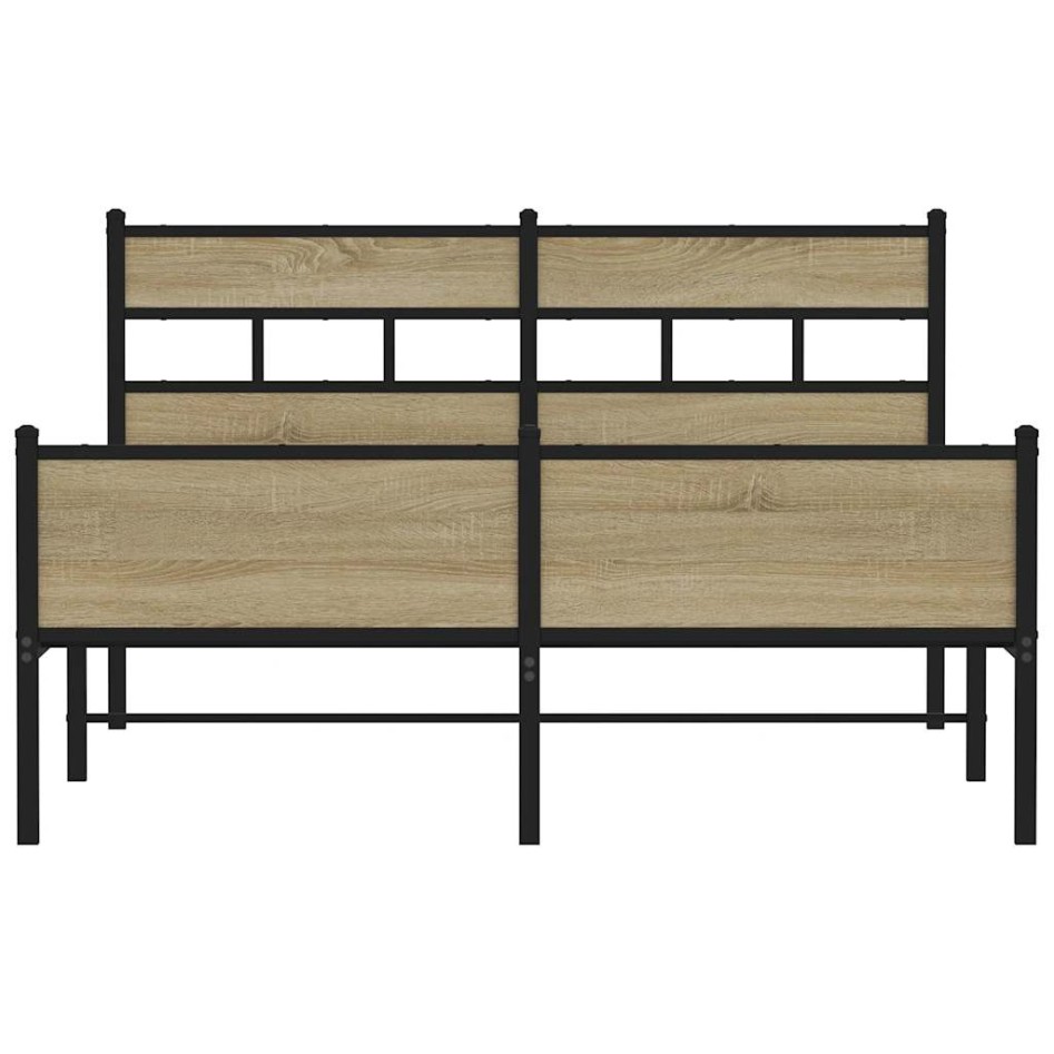 Estructura de cama sin colchón metal roble Sonoma 160x200
