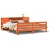 Cama sin colchón madera maciza de pino marrón cera 180x200