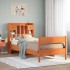 Cama con estantería sin colchón madera maciza marrón 90x190