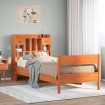 Cama con estantería sin colchón madera maciza marrón 90x190 cm