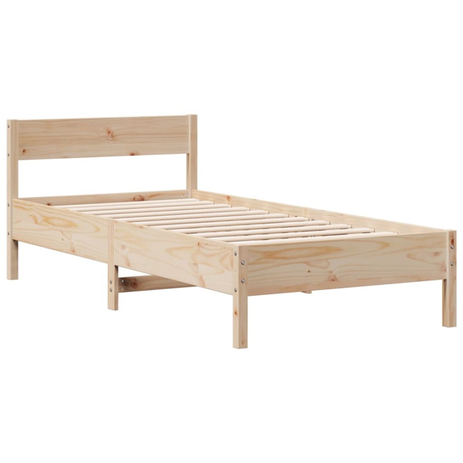 Cama con estantería sin colchón madera maciza de pino 90x200