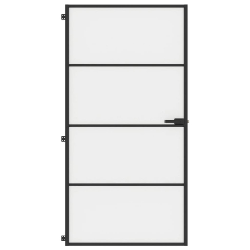 Puerta interior delgada negra vidrio y aluminio 102,5x201,5