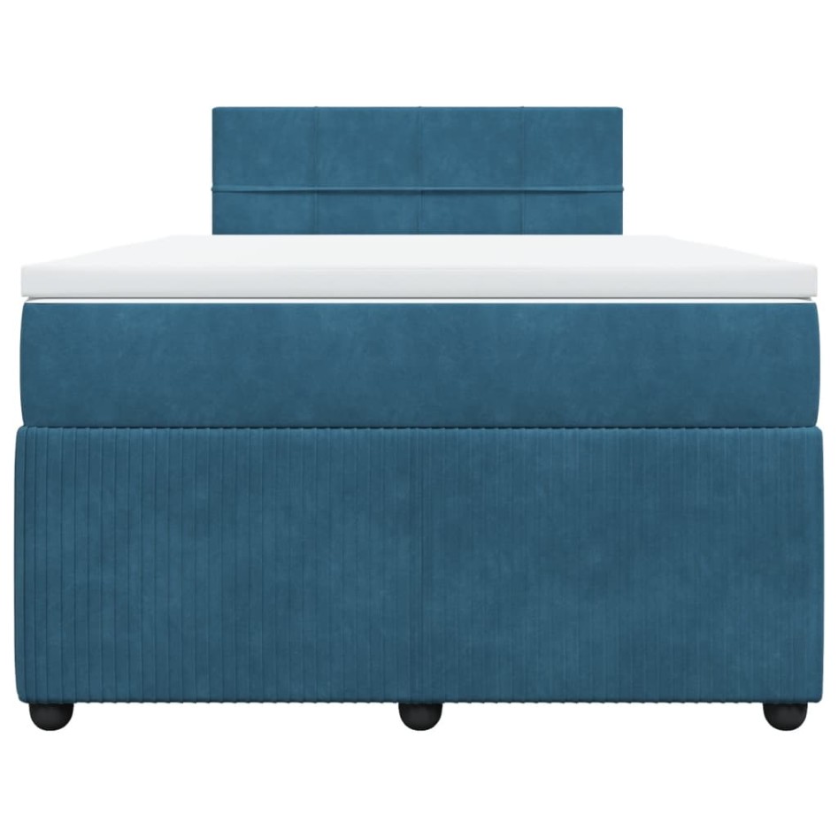 Cama box spring con colchón terciopelo azul 120x190