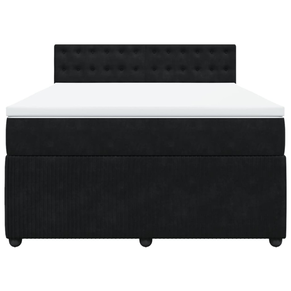 Cama box spring con colchón terciopelo negro 140x190
