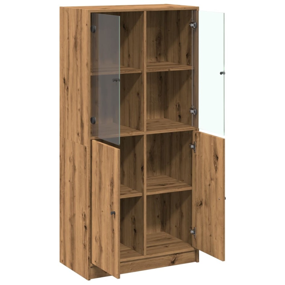 Aparador alto con puertas madera roble artisian 68x37x142