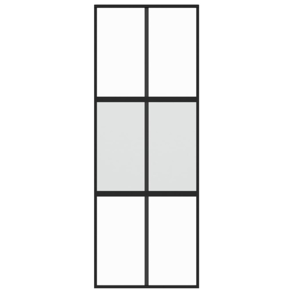 Puerta corredera vidrio templado y aluminio negra 76x205