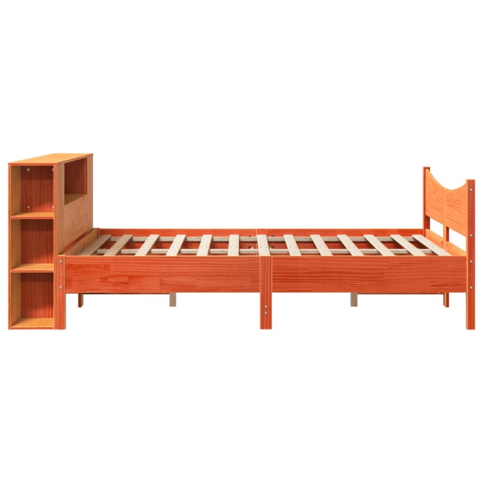Estructura de cama sin colchón madera maciza marrón 135x190