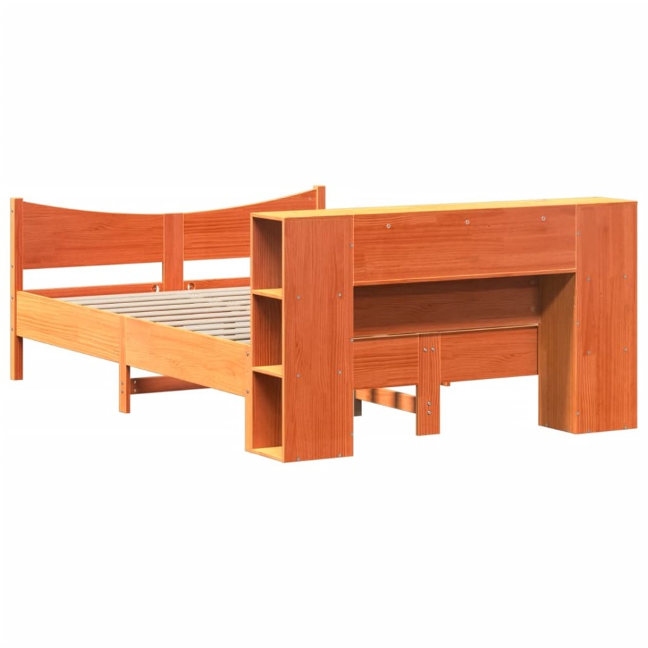 Estructura de cama sin colchón madera maciza marrón 135x190