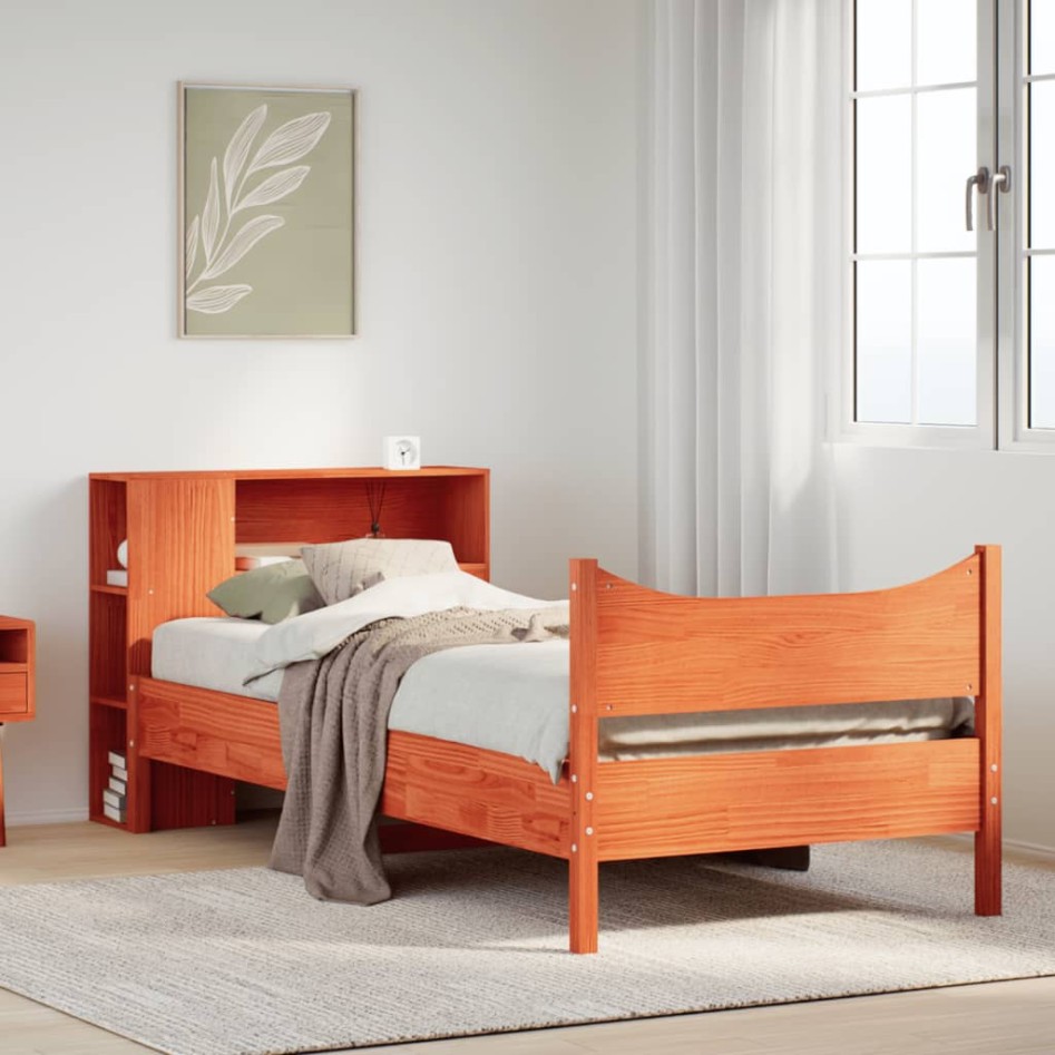 Estructura de cama sin colchón madera maciza marrón 75x190