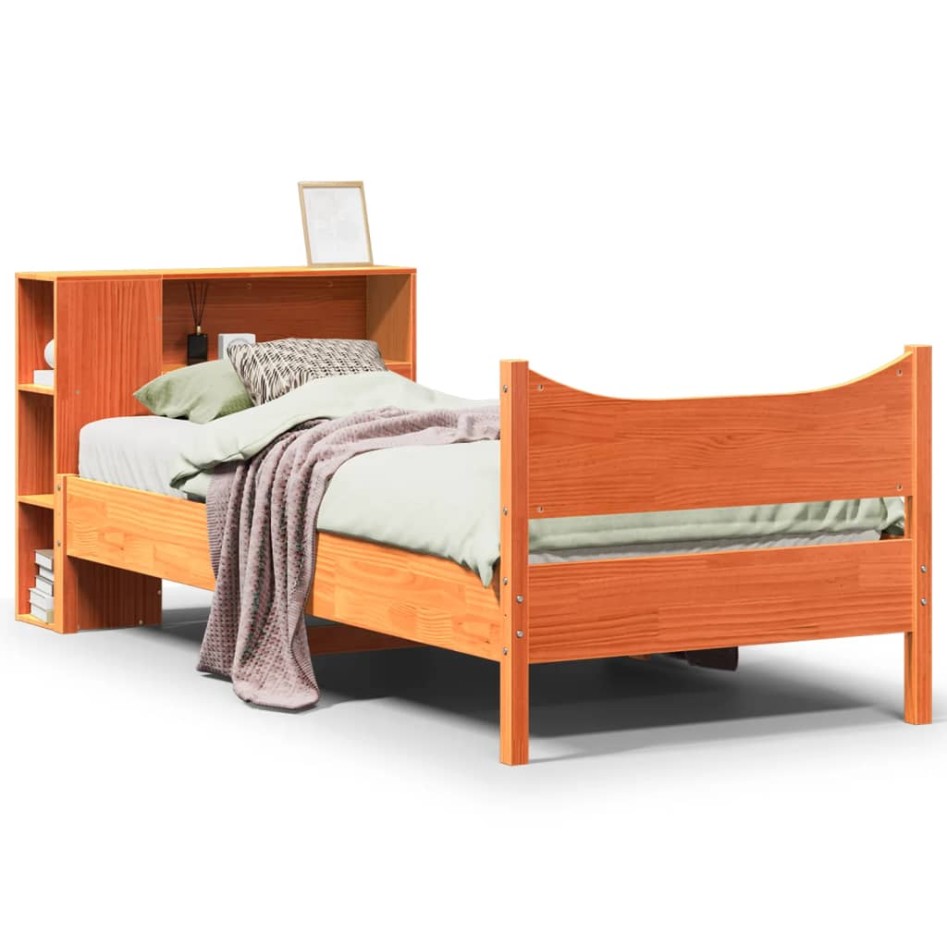Estructura de cama sin colchón madera maciza marrón 75x190