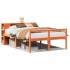 Cama con estantería sin colchón madera maciza marrón