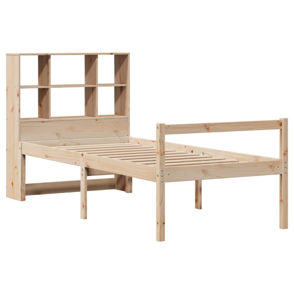 Cama con estantería sin colchón madera maciza de pino