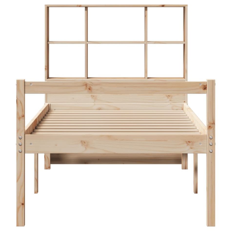 Cama con estantería sin colchón madera maciza de pino