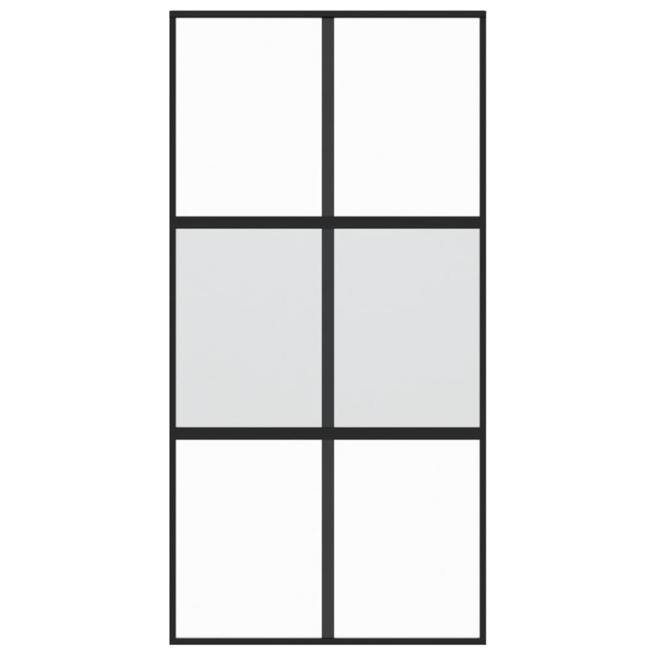 Puerta corredera vidrio templado y aluminio negra 102,5x205