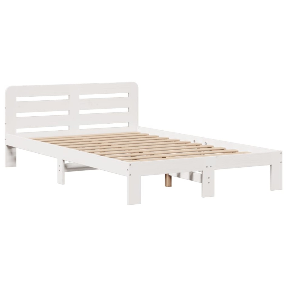 Cama con estantería sin colchón madera maciza blanca 135x190