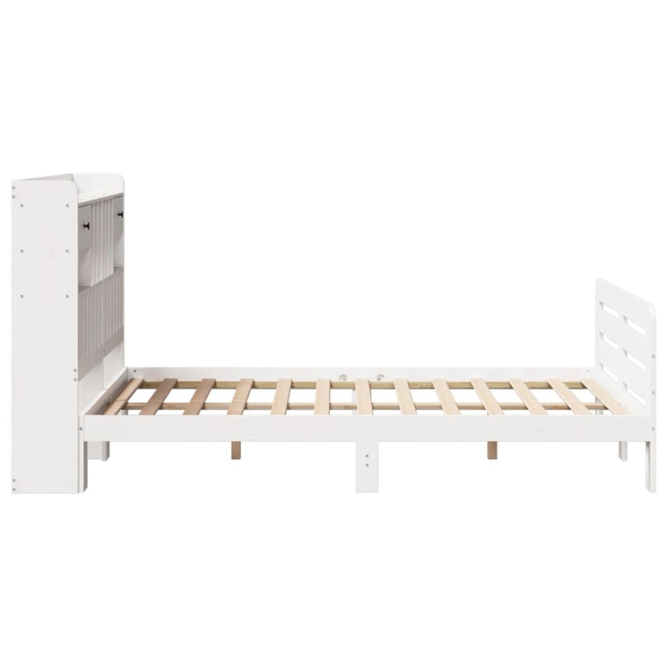 Cama con estantería sin colchón madera maciza blanca 135x190