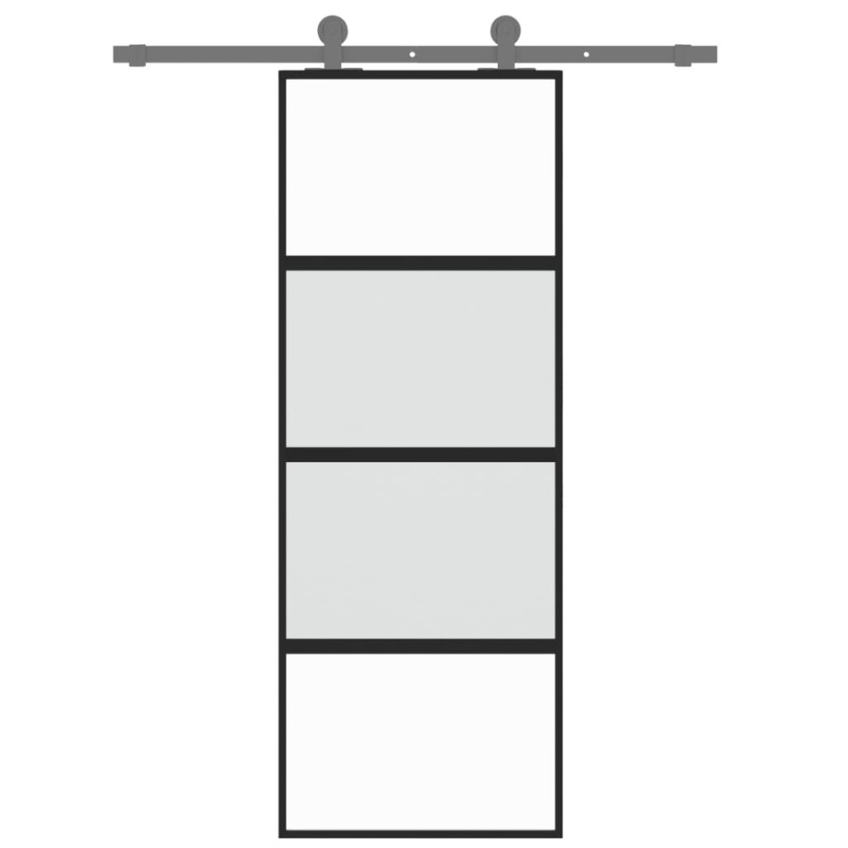 Puerta corredera vidrio templado y aluminio negra 76x205