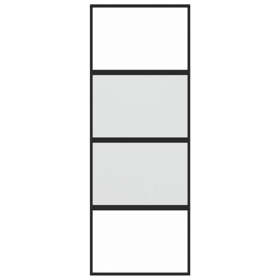 Puerta corredera vidrio templado y aluminio negra 76x205