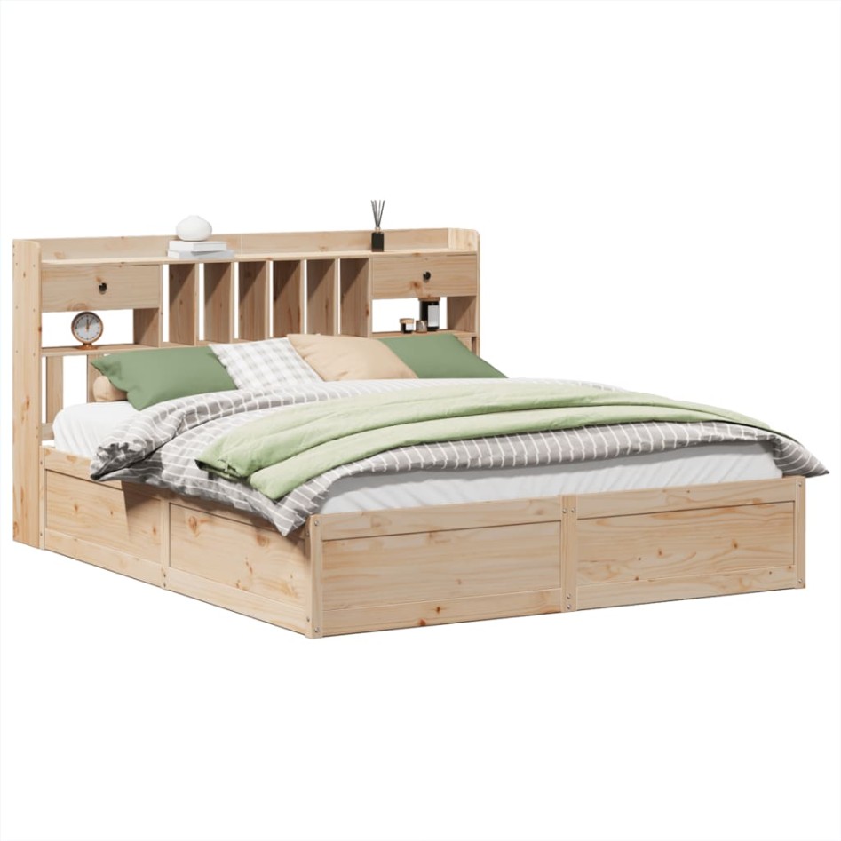 Estructura de cama sin colchón madera maciza de pino 200x200