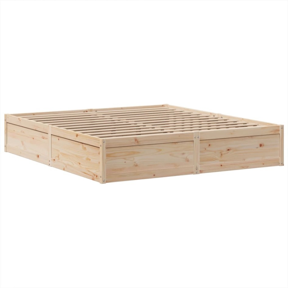 Estructura de cama sin colchón madera maciza de pino 200x200