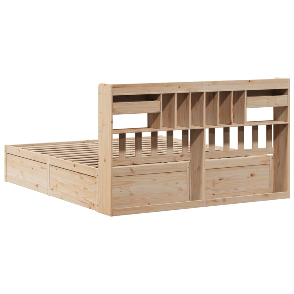 Estructura de cama sin colchón madera maciza de pino 200x200