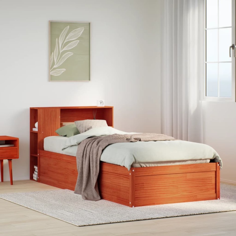 Estructura de cama sin colchón madera maciza marrón 75x190