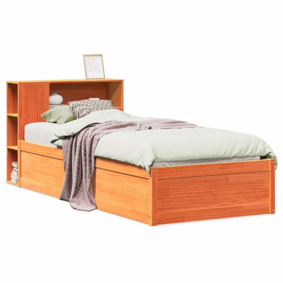 Estructura de cama sin colchón madera maciza marrón 75x190
