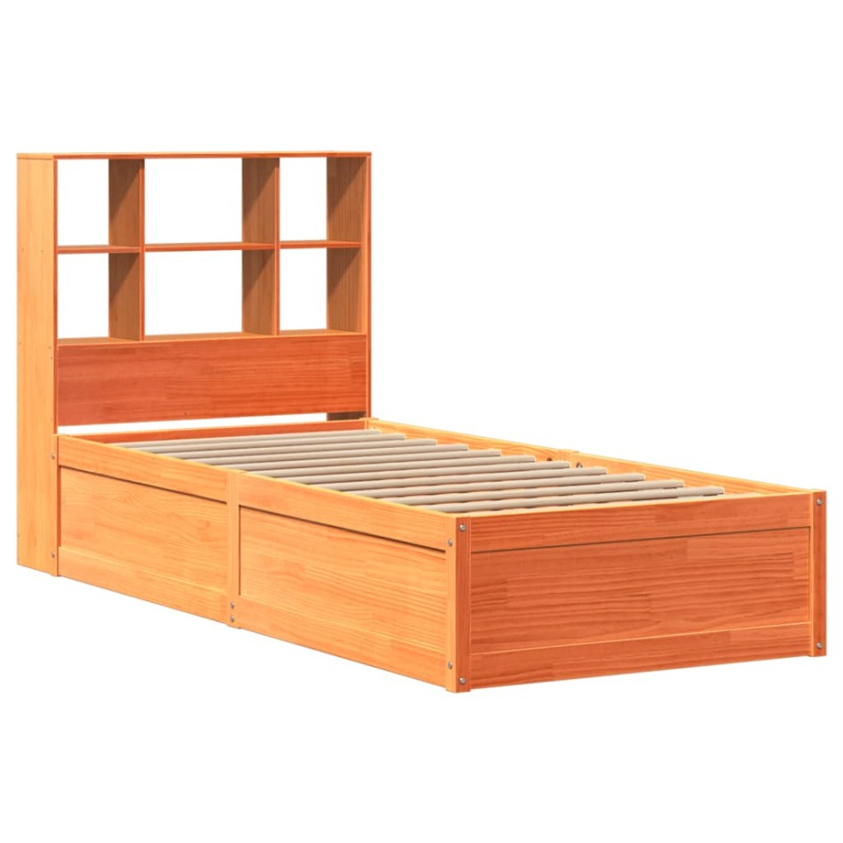 Cama sin colchón madera maciza de pino marrón cera 100x200