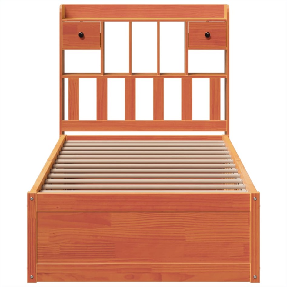 Estructura de cama sin colchón madera de pino marrón 90x200