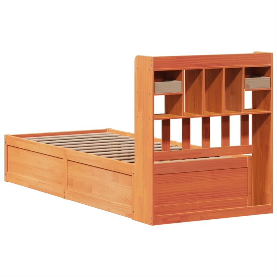 Estructura de cama sin colchón madera de pino marrón 90x200