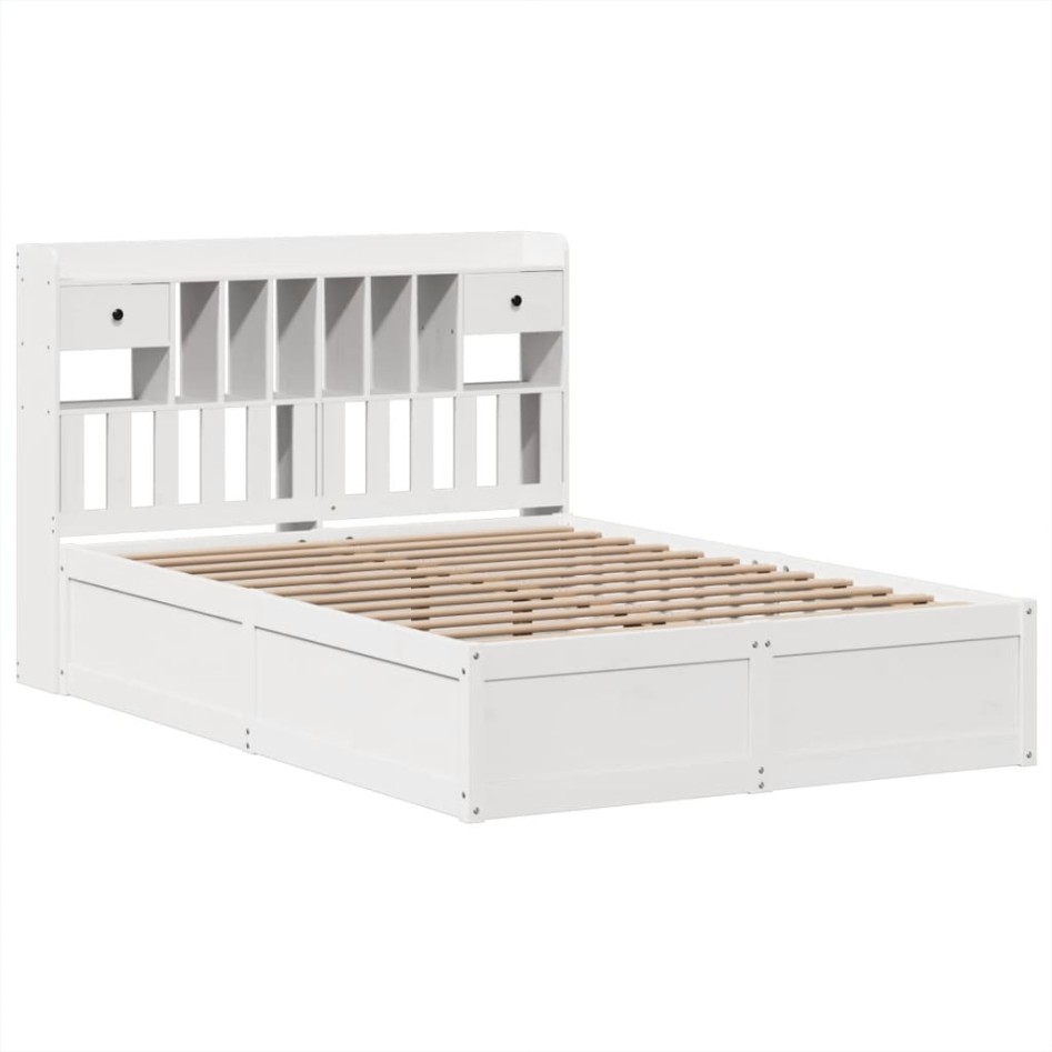 Estructura de cama sin colchón madera de pino blanca 140x190