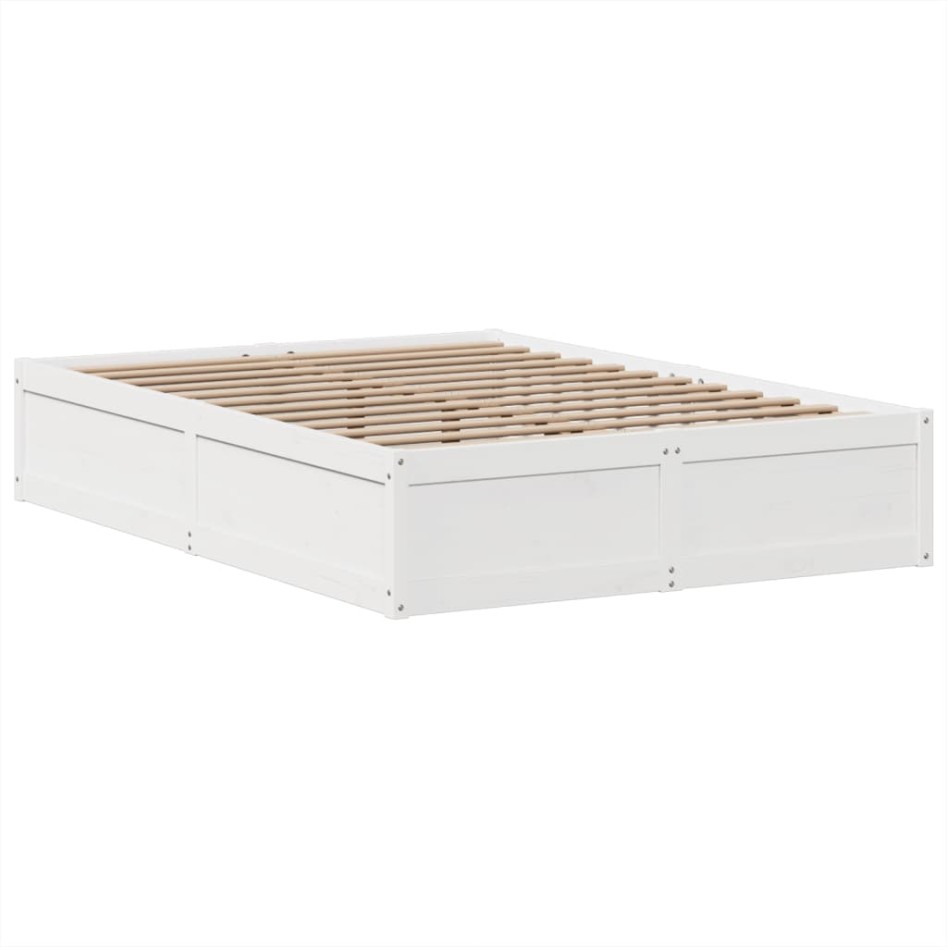 Estructura de cama sin colchón madera de pino blanca 140x190