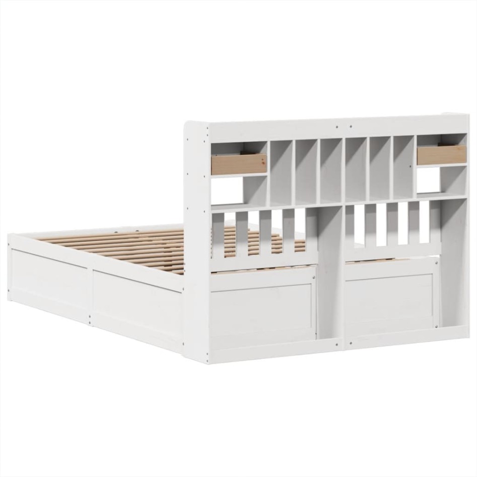 Estructura de cama sin colchón madera de pino blanca 140x190