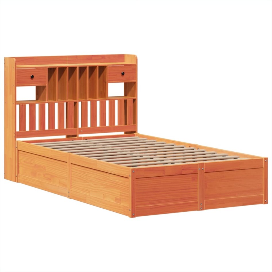 Estructura de cama sin colchón madera maciza marrón 135x190