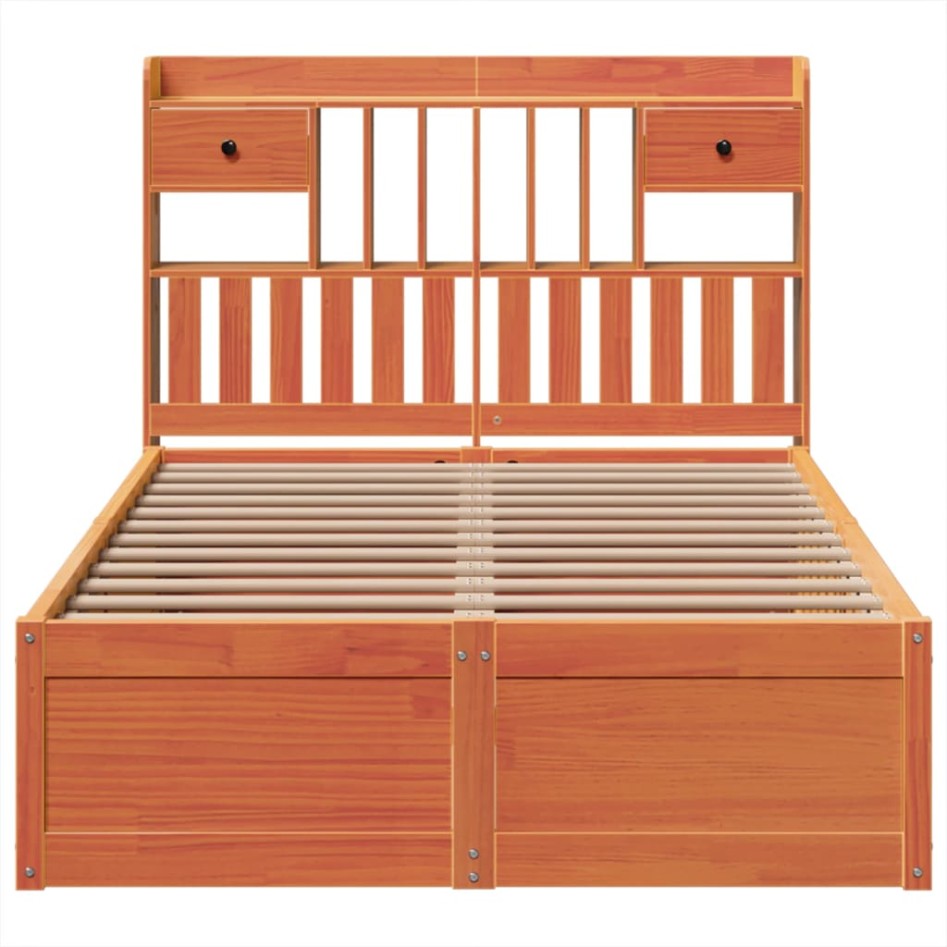 Estructura de cama sin colchón madera maciza marrón 135x190
