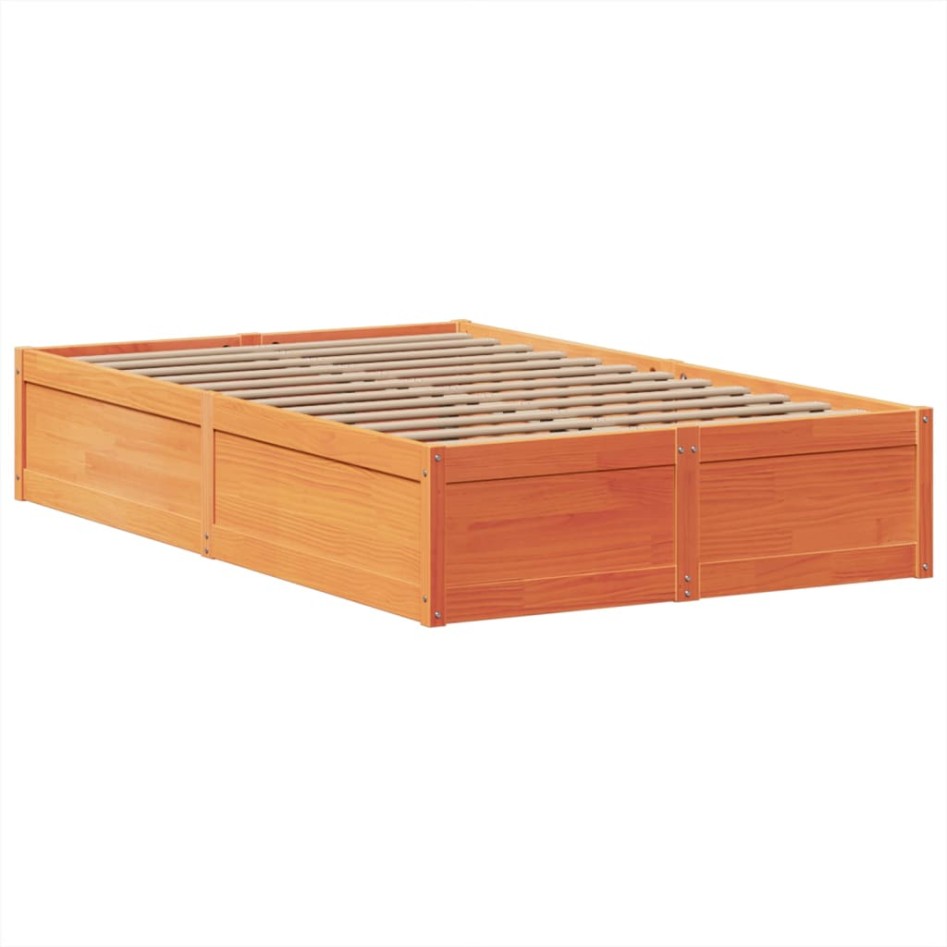 Estructura de cama sin colchón madera maciza marrón 135x190