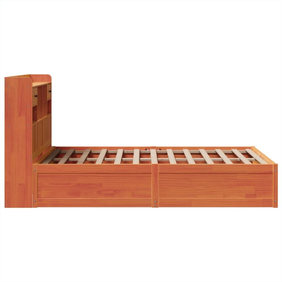 Estructura de cama sin colchón madera maciza marrón 135x190