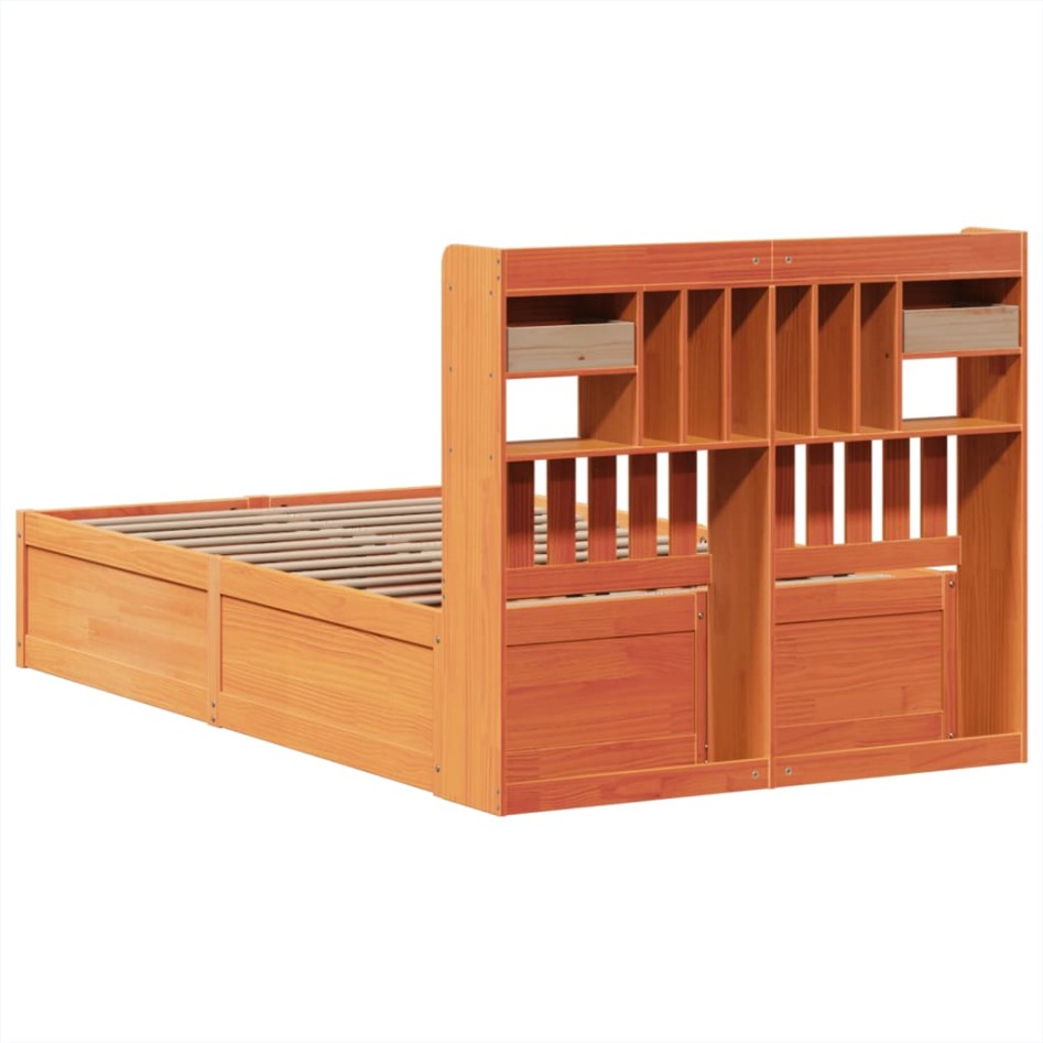 Estructura de cama sin colchón madera maciza marrón 135x190