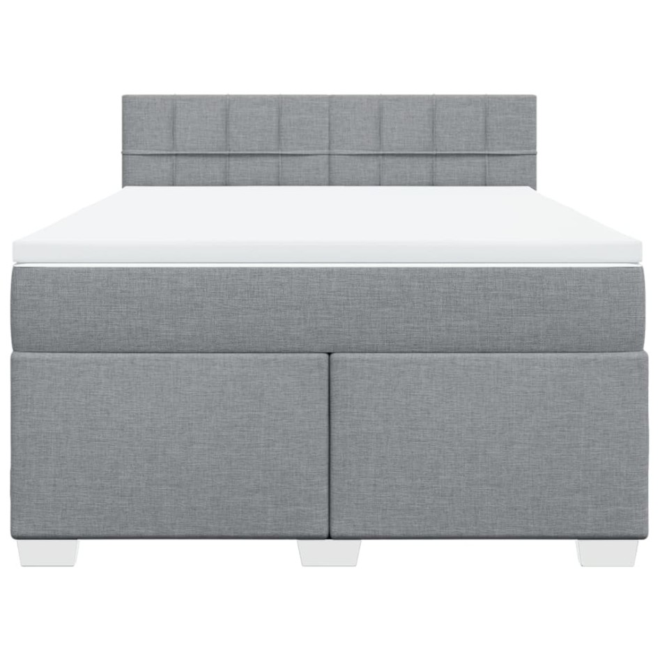 Cama box spring con colchón tela gris claro 140x200