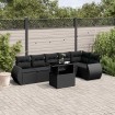 Set de sofás de jardín 7 pzas con cojines ratán sintético negro
