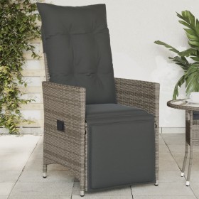 Sillón reclinable de jardín con cojines ratán sintético