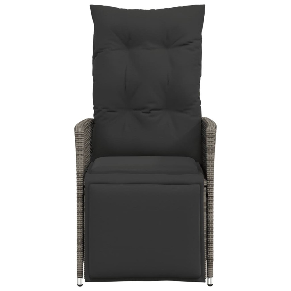 Sillón reclinable de jardín con cojines ratán sintético